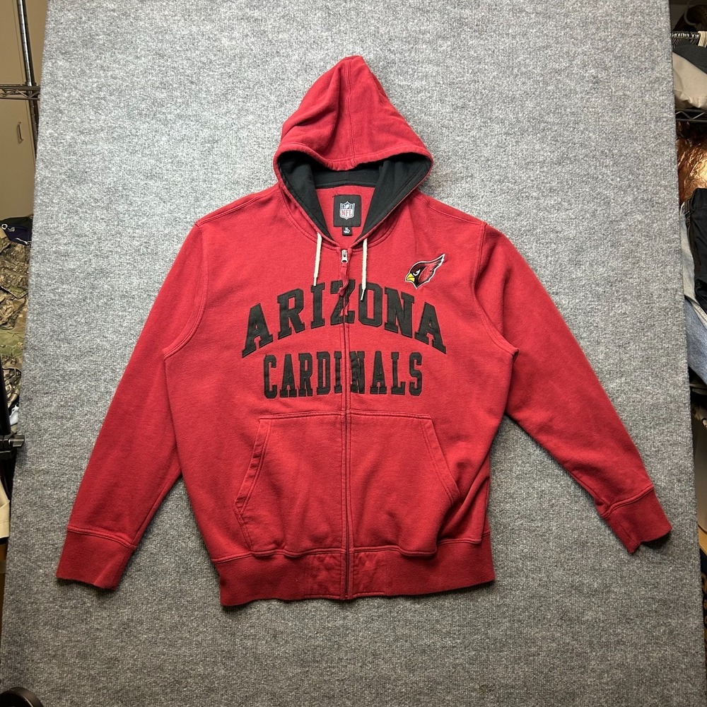 NFL Arizona Cardinals Full Zip Hoodie Men's Red Spell Out Embroidered Size XL